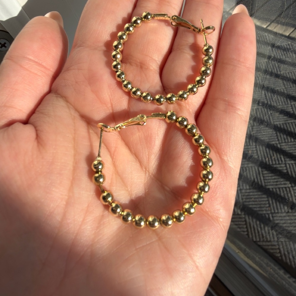 Elegant Gold Beaded Hoop Earrings